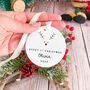 Personalised Happy First Christmas Ceramic Ornament Gift, thumbnail 5 of 7