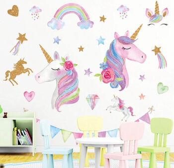 Price Drop! Unicorns, Rainbows, Clouds, Bunting, Hearts, Diamonds, Removable Wall Vinyl Stickers, 2 of 5