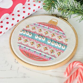 Retro Christmas Bauble Embroidery Kit, 4 of 6