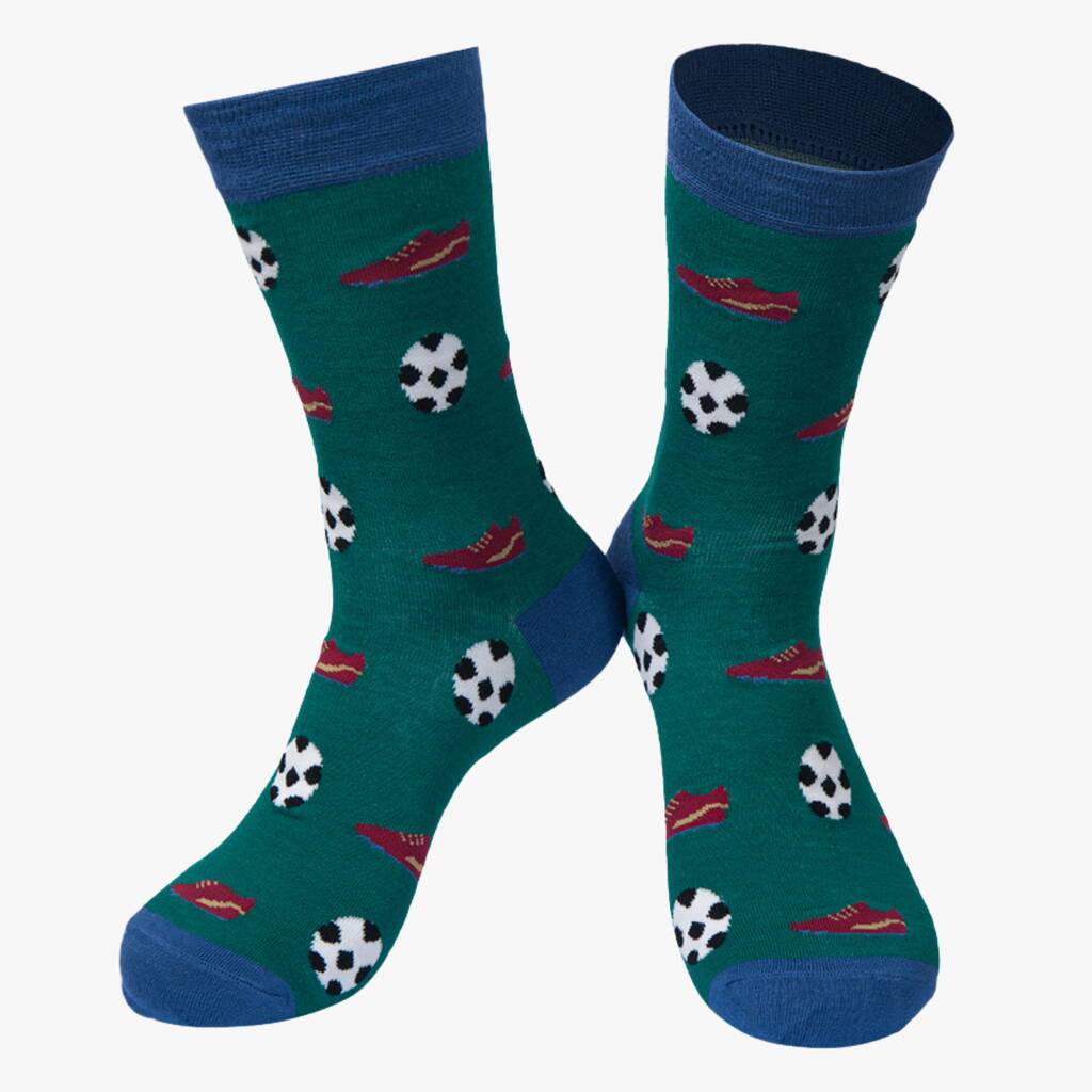 Football Bamboo Socks Men's Crew Green Sports