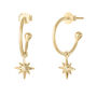 18ct Gold Plated Shining Cz Star Hoop Earrings, thumbnail 2 of 6