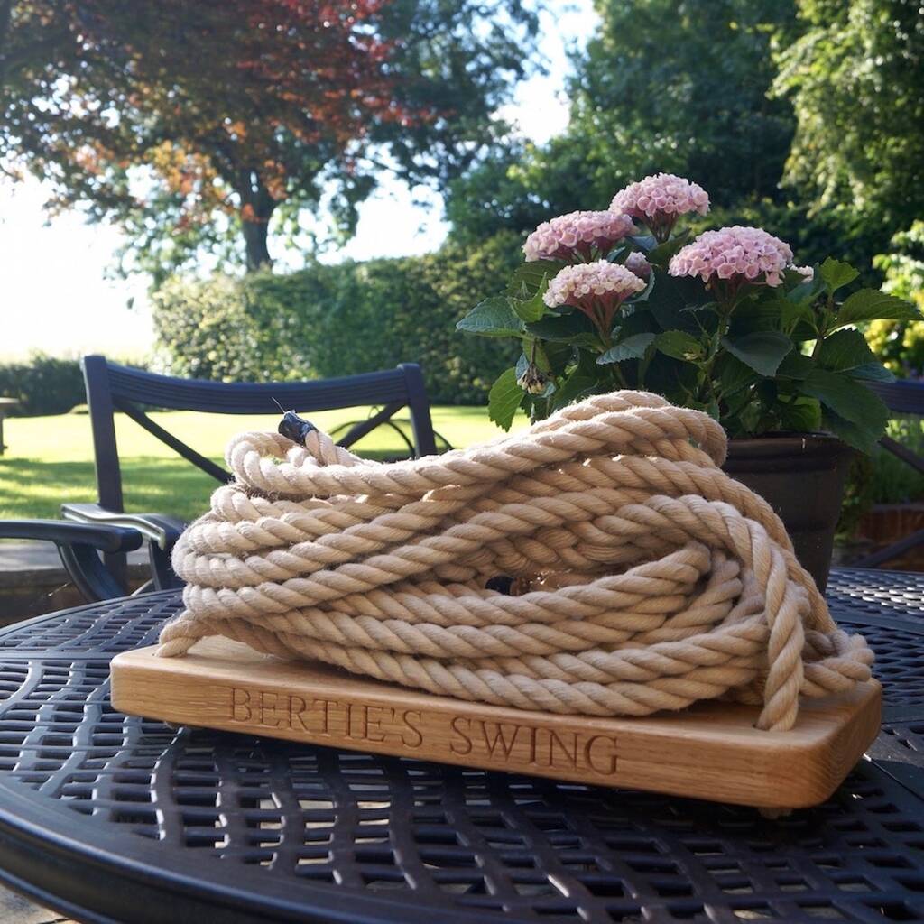Personalised Oak Adult Garden Rope Tree Swing By Traditional Wooden