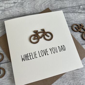 Wheelie Love You Dad Wooden Bike Father's Day Card, 2 of 2