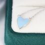 Sky Blue Enamel Heart Necklace In Sterling Silver, thumbnail 3 of 9