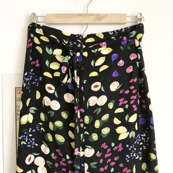Fruit Print Summer Wrap Skirt, Midi Wrap Skirt, 6 of 7
