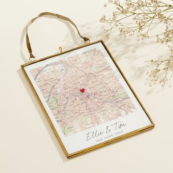 Personalised Special Place Stitched Heart Map Picture, 2 of 6