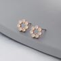 Sterling Silver Tiny Cz Circle Wreath Stud Earrings, thumbnail 4 of 12