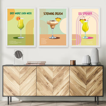 The 'Dirty Cocktail Club' Set Of Six Wall Prints, 4 of 6