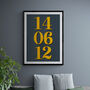 Personalised Special Date Grey And Yellow Wall Art, thumbnail 1 of 7
