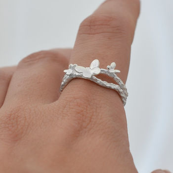 Sterling Silver Butterfly And Twig Ring, 3 of 4