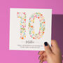 Floral Fun Personalised 10th Birthday Card, thumbnail 1 of 5