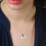 Personalised Silver Double Heart Birthstone Necklace, thumbnail 4 of 11