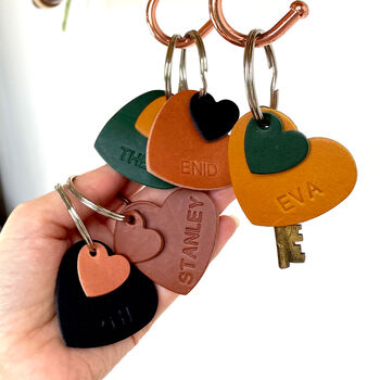 Personalised Leather Heart Keyring, 3 of 9