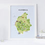 Map Of Cumbria And The Lake District Print, thumbnail 1 of 2