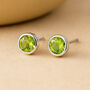 Sterling Silver August Peridot Birthstone Stud Earrings, thumbnail 3 of 5