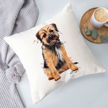 Watercolour Border Terrier Cushion, 3 of 3