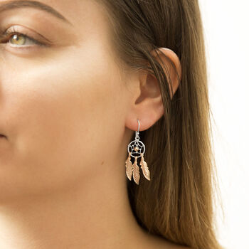 Sterling Silver And Rose Gold Dream Catcher Earrings, 5 of 6