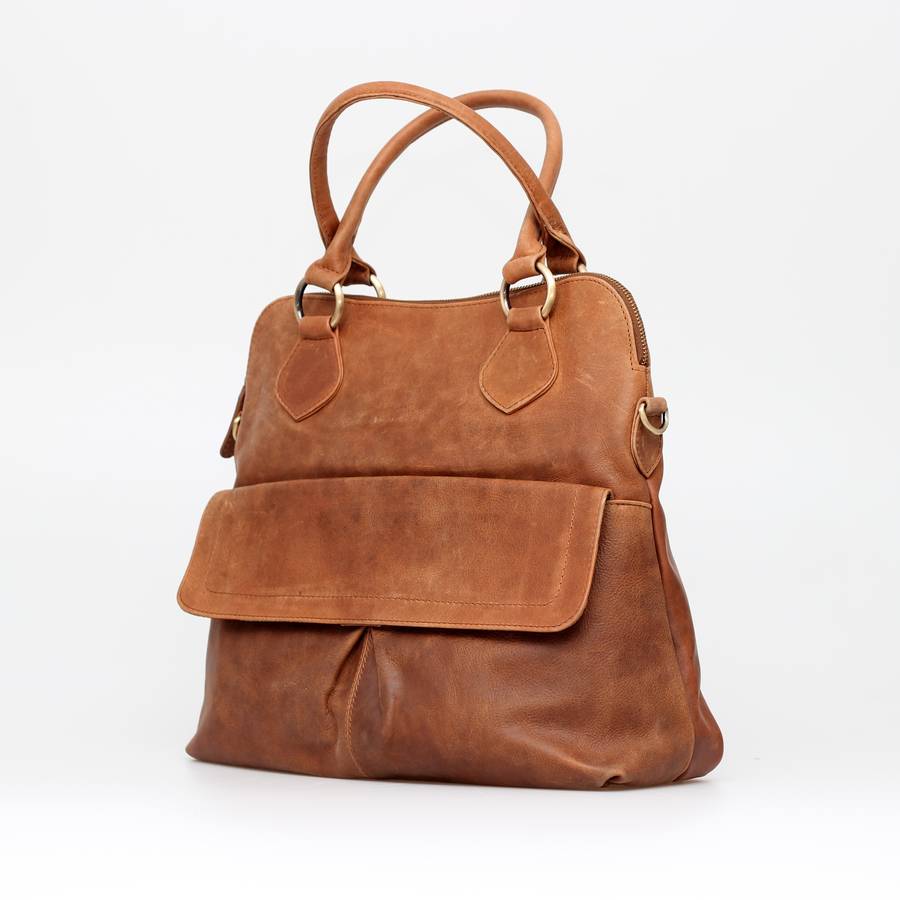 leather pleat pocket handbag by the leather store | notonthehighstreet.com