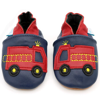 Dotty Fish Fire Engine Soft Leather Baby Shoes With Barefoot Soles, 6 of 8