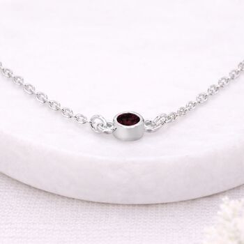 Personalised Sterling Silver January Birthstone Garnet Bracelet, 6 of 11