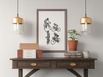 Cycling Sketch Collage Print, 3 of 3