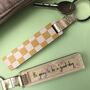 Personalised Checked Print Glitter Stick Keyring, thumbnail 3 of 4