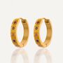 'Rodeo' Gemstone Dainty Gold Hoop Earrings, thumbnail 7 of 8