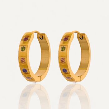 'Rodeo' Gemstone Dainty Gold Hoop Earrings, 7 of 8
