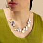 Contemporary Three Tone Mixed Metal Disc Necklace, thumbnail 1 of 4