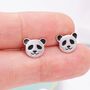 Sterling Silver Panda Bear Stud Earrings, thumbnail 2 of 11