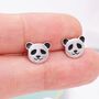 Sterling Silver Panda Bear Stud Earrings, thumbnail 2 of 12