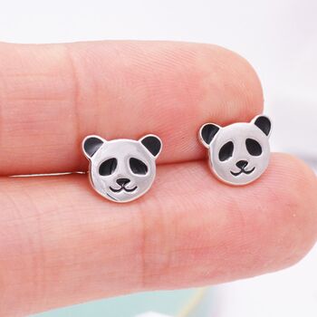Sterling Silver Panda Bear Stud Earrings, 2 of 11