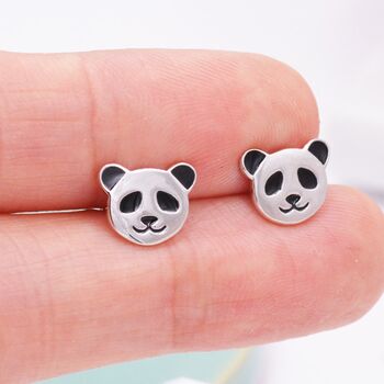 Sterling Silver Panda Bear Stud Earrings, 2 of 12