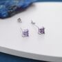 Princess Cut Amethyst Purple Stud Earrings, thumbnail 5 of 12
