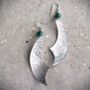 Crescent Hammered Drop Earrings With Malachite Bead, thumbnail 2 of 3