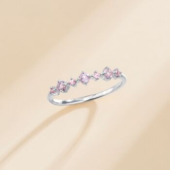 Pink Sapphire And Amethyst Stackable Half Eternity Band In Sterling Silver And Gold, 7 of 12
