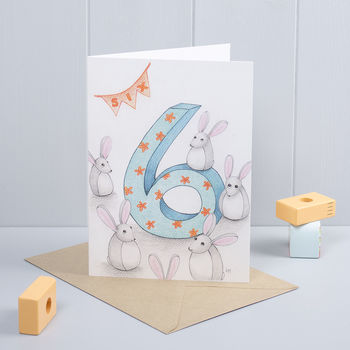 Happy 6th Birthday Bunny Greeting Card, 2 of 2