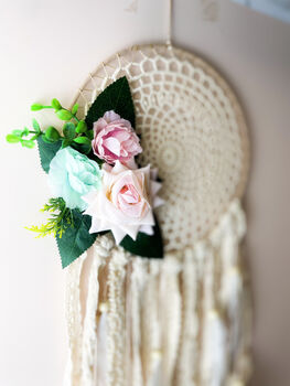 White And Floral Dream Catcher For Room Decor Gift For Wedding, 4 of 7
