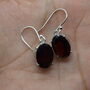 Garnet Earrings: Dangle Drop, Oval, Red Gemstone, January Birthstone, thumbnail 5 of 8