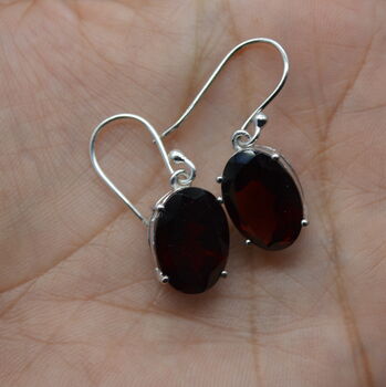 Garnet Earrings: Dangle Drop, Oval, Red Gemstone, January Birthstone, 5 of 8