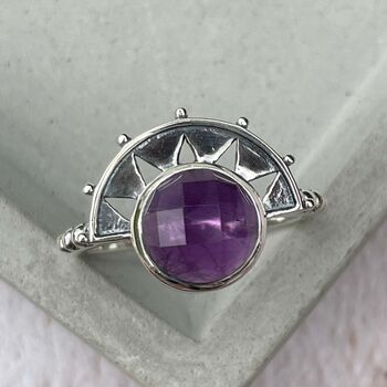 Sterling Silver Crown Amethyst Statement Ring, 2 of 11