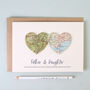 Personalised Map Hearts Father's Day Card, thumbnail 1 of 2
