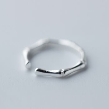 Sterling Silver Bamboo Adjustable Ring, 2 of 4