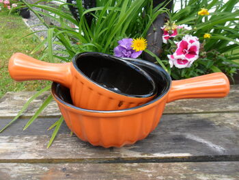 Set Of Two Reactive Glaze Brûlée Bowls In Spiced Orange, 3 of 9