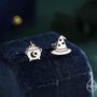 Mismatched Cauldron And Witch Hat Stud Earrings In Sterling Silver, thumbnail 1 of 12