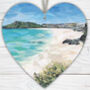 Porthmeor Beach Wooden Hanging Heart, Collage Art Of Cornwall, thumbnail 1 of 2