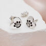 Paw Print Sterling Silver Heart Stud Earrings, thumbnail 1 of 4