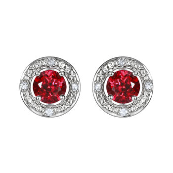 Sterling Silver Birthstone And Diamond Halo Earrings, 2 of 12