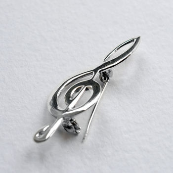 Sterling Silver Treble Clef Brooch, 3 of 4