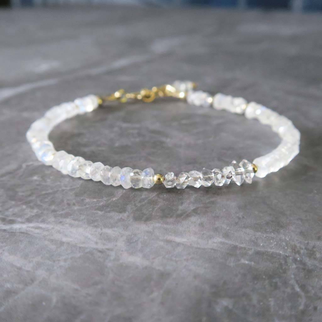 Moonstone And Herkimer Diamond Bracelet By Wished For ...
